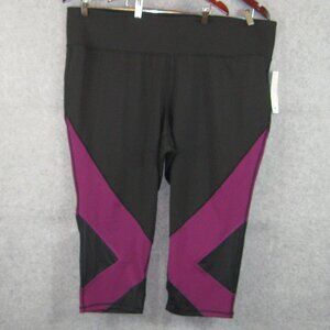 Lane Bryant Livi Active Black Purple Wicking Capri Leggings 22/24 NWT